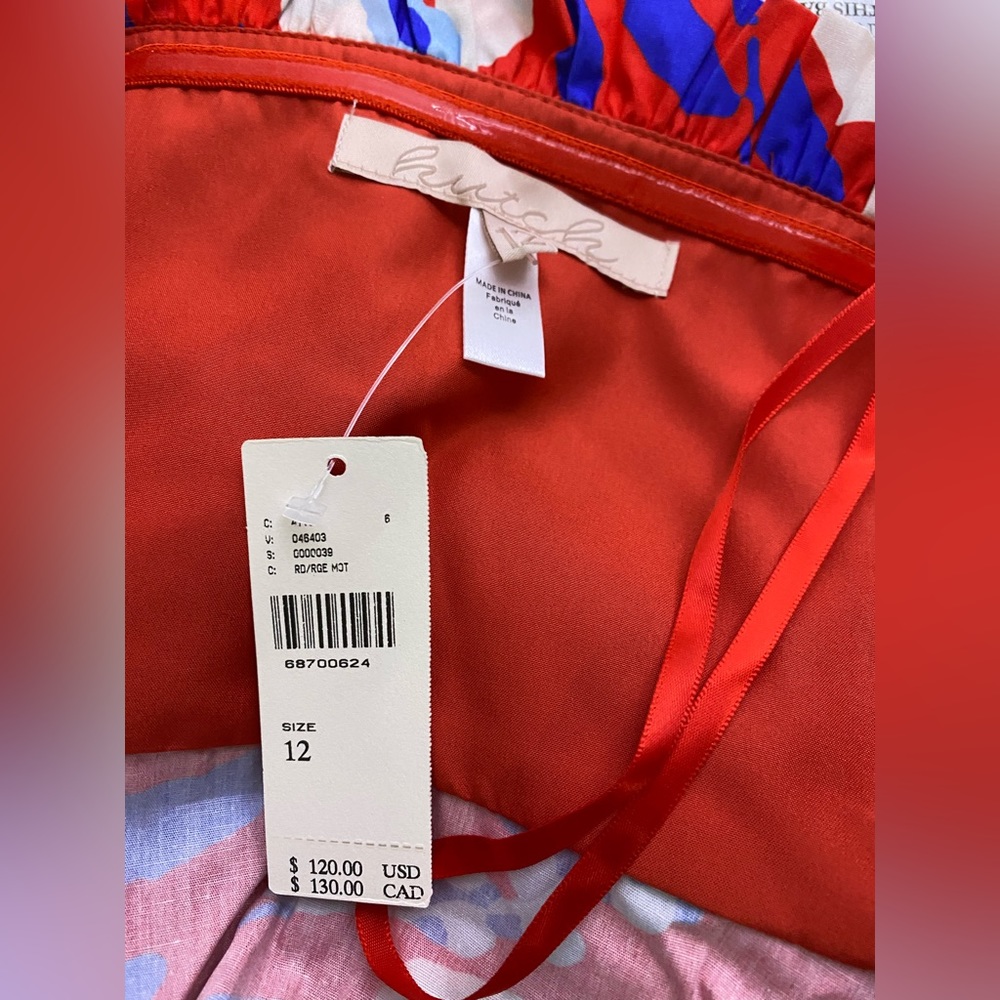Anthropologie Red Floral Ruffled V-Neck Sleeveless Top - Picture 2 of 6